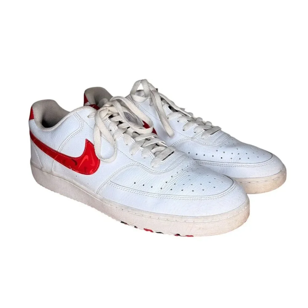 Nike Men’s Sneakers Size 14 Court Vision Low Swoosh Print White Red Camo